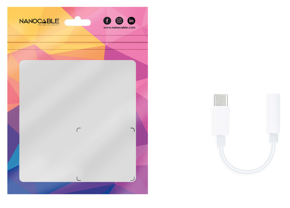 Nanocable - Cabo Conversor de Áudio Nanocable USB-C/M Jack 3.5/F 11 CM Branco