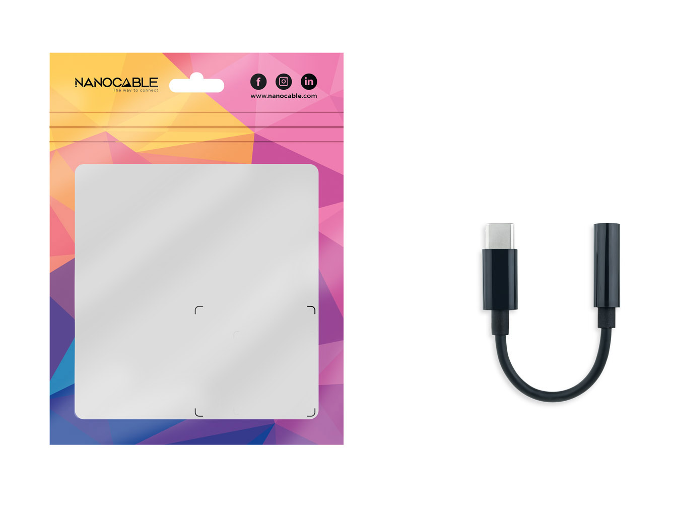 Nanocable - Cabo Conversor de Áudio Nanocable USB-C/M Jack 3.5/F 11 CM Preto