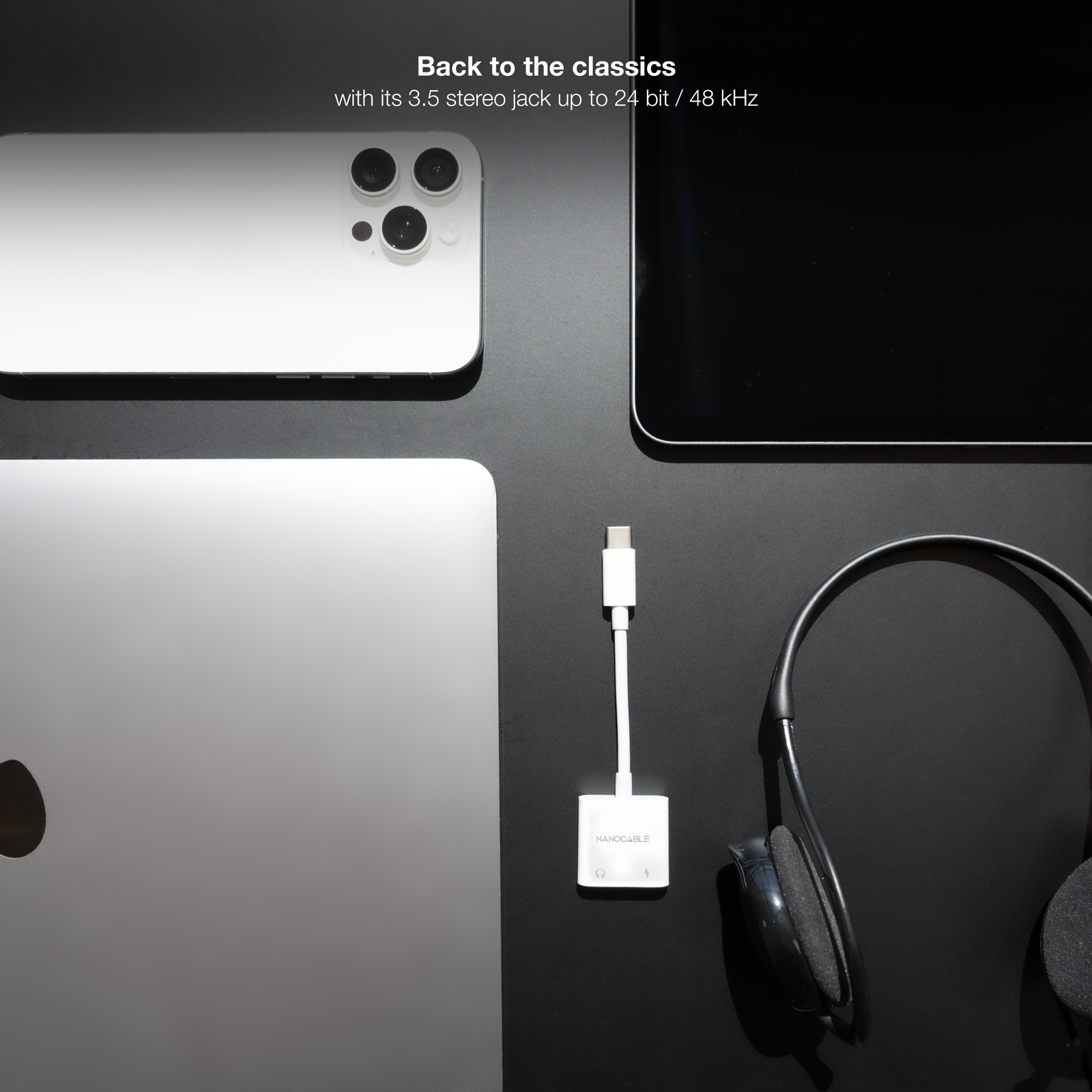 Nanocable - Cabo Adaptador Nanocable USB-C A JACK+USB-C/H PD 60W,Branco