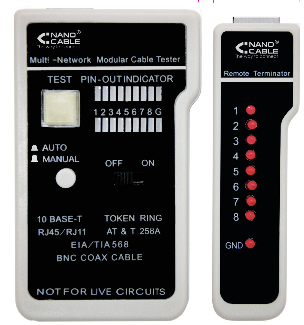 Picture of Picture of Testador de Cabos Nanocable RJ11/RJ12/RJ45/Coaxial