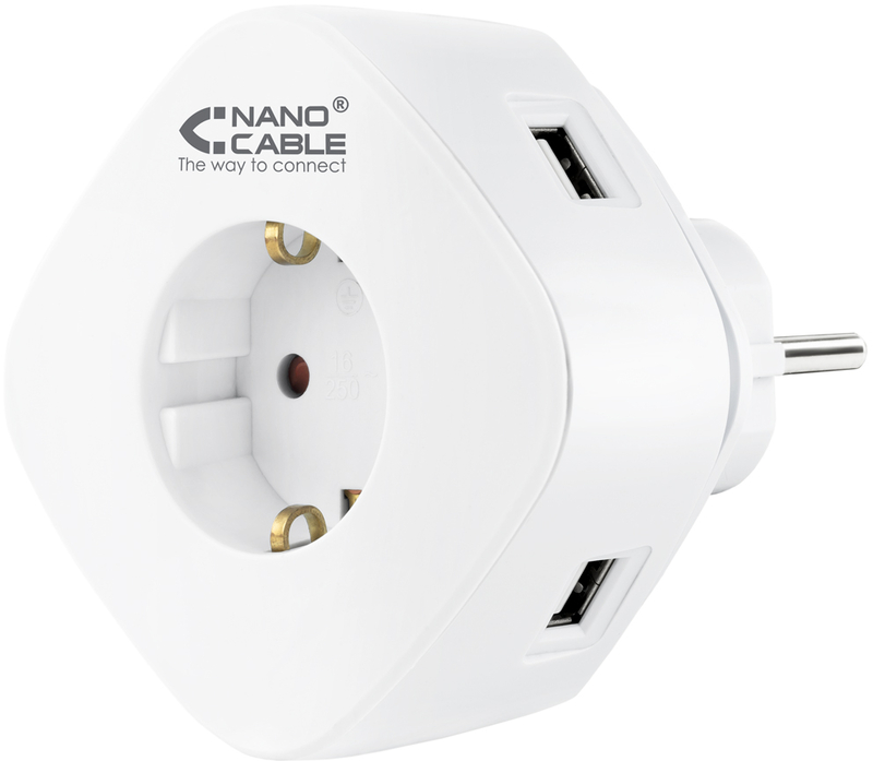 Nanocable - Carregador tomada Nanocable 2 USB A / 1 USB-C e Tomada integrada