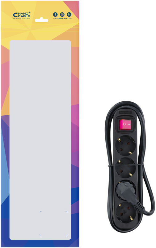 Nanocable - Régua Nanocable 4 Tomadas com switch 1.4 M Preto