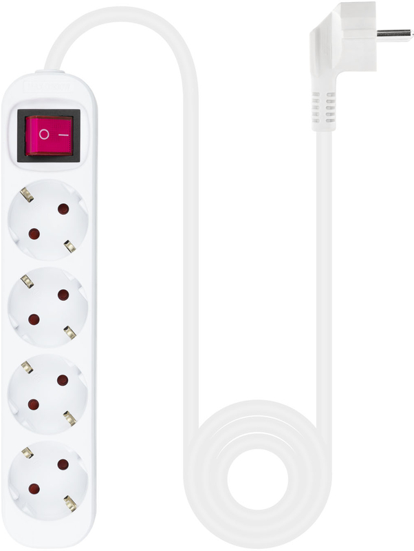 Nanocable - Régua Nanocable 4 Tomadas com switch 1.4 M Branco
