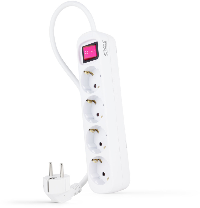 Nanocable - Régua Nanocable 4 Tomadas com switch 1.4 M Branco