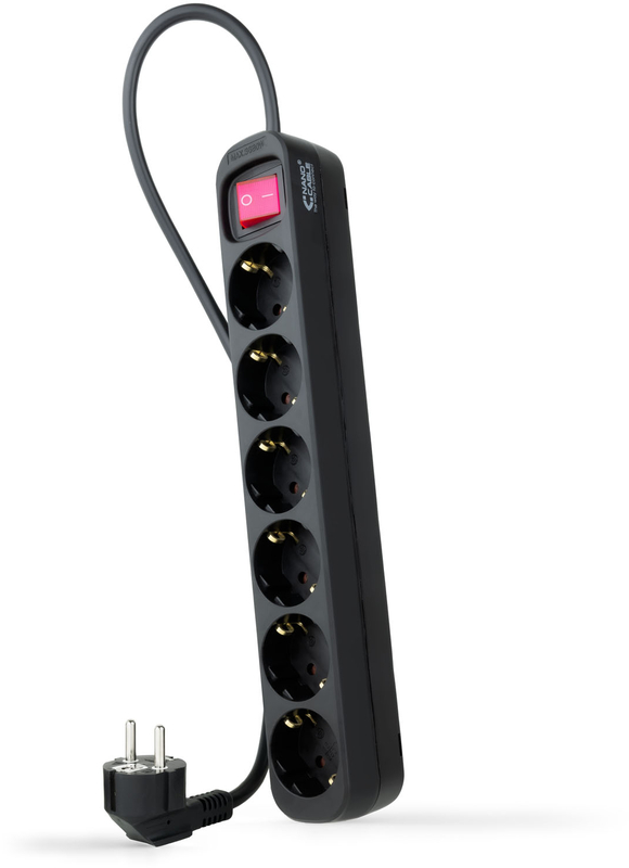 Nanocable - Régua Nanocable 6 Tomadas com switch 1.4 M Preto
