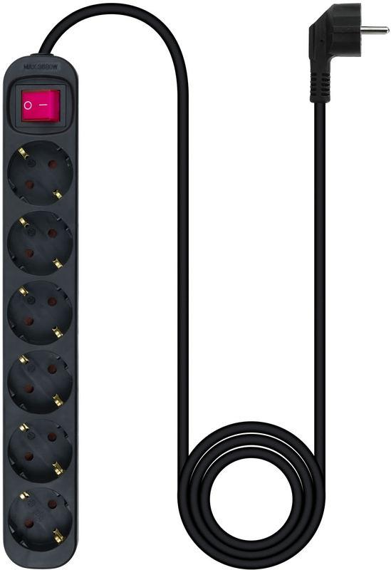 Nanocable - Régua Nanocable 6 Tomadas com switch 1.4 M Preto