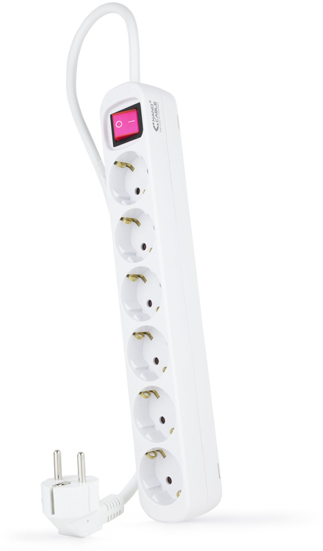 Nanocable - Régua Nanocable 6 Tomadas com switch 1.4 M Branco