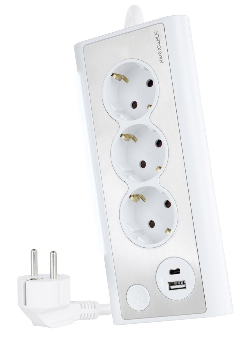 Picture of Picture of Régua Nanocable 3 Tomadas / 2x USB ( USB-C / USB-A )