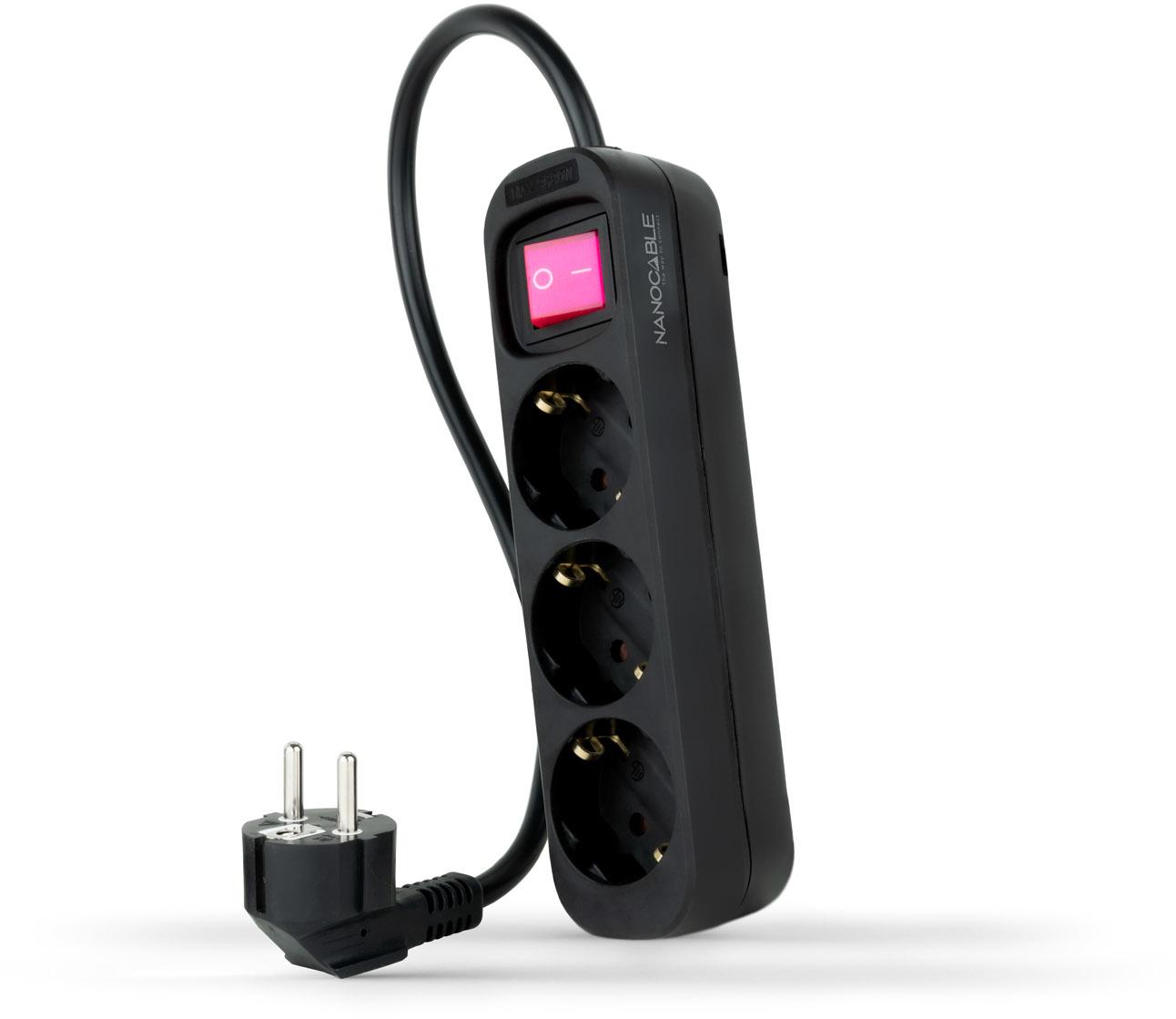 Picture of Picture of Régua Nanocable 3 Tomadas c/ switch 1.4 M Preto