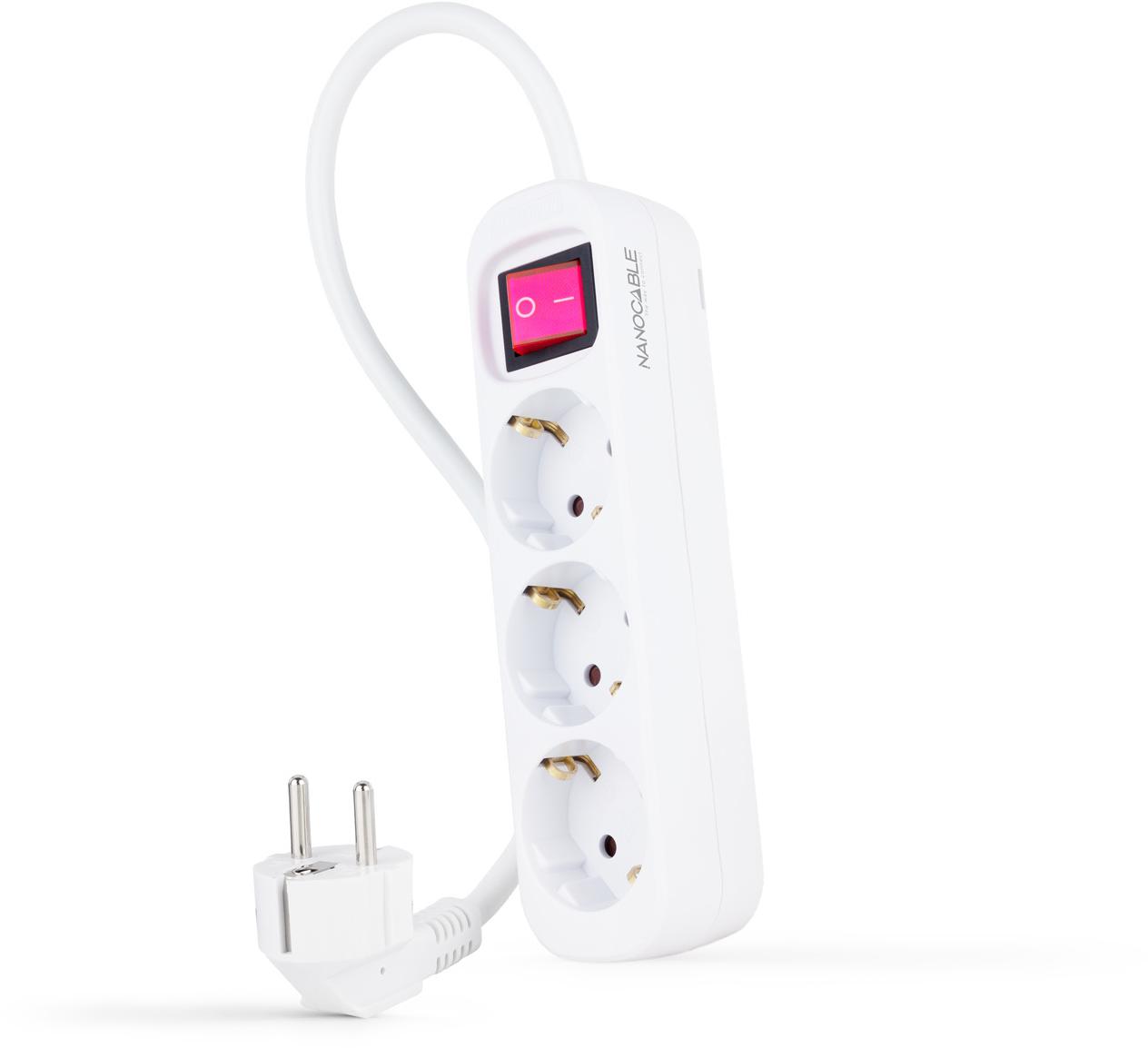 Picture of Picture of Régua Nanocable 3 Tomadas c/ switch 1.4 M Branco