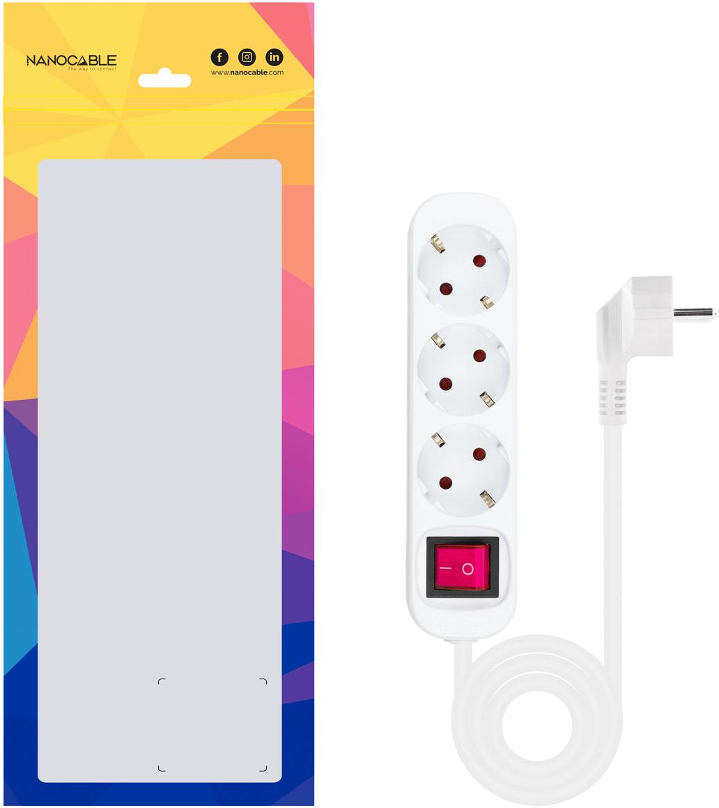 Nanocable - Régua Nanocable 3 Tomadas c/ switch 1.4 M Branco
