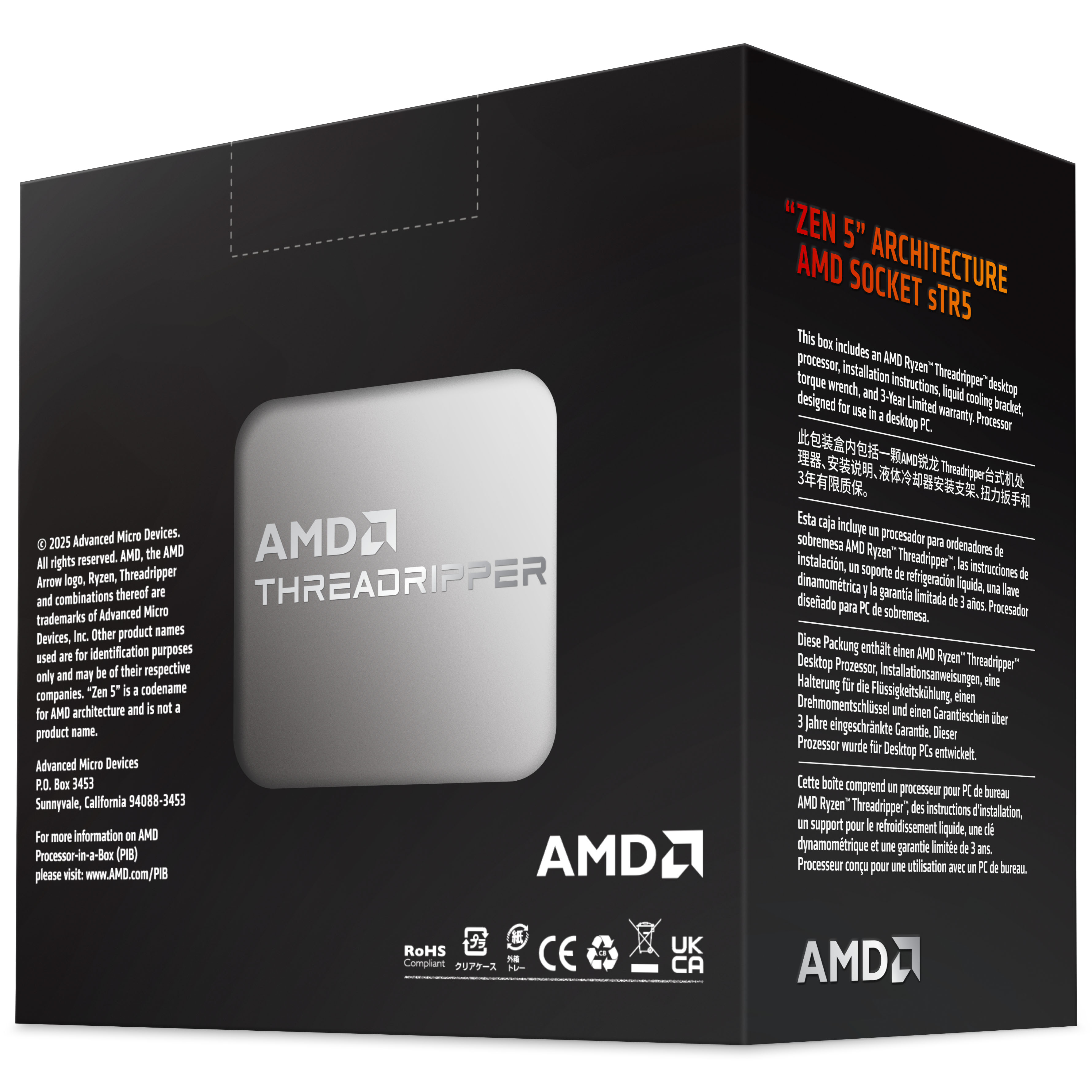 AMD - Processador AMD Threadripper 9970X 32-Core (4GHz-5.4GHz) 160MB sTR5 TRX50