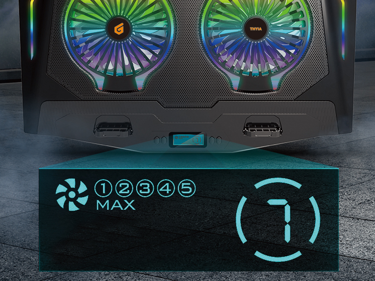 conceptronic - Cooler de Portátil Conceptronic ERGO 2 Ventoínhas c/LCD + Sup. telemóvel