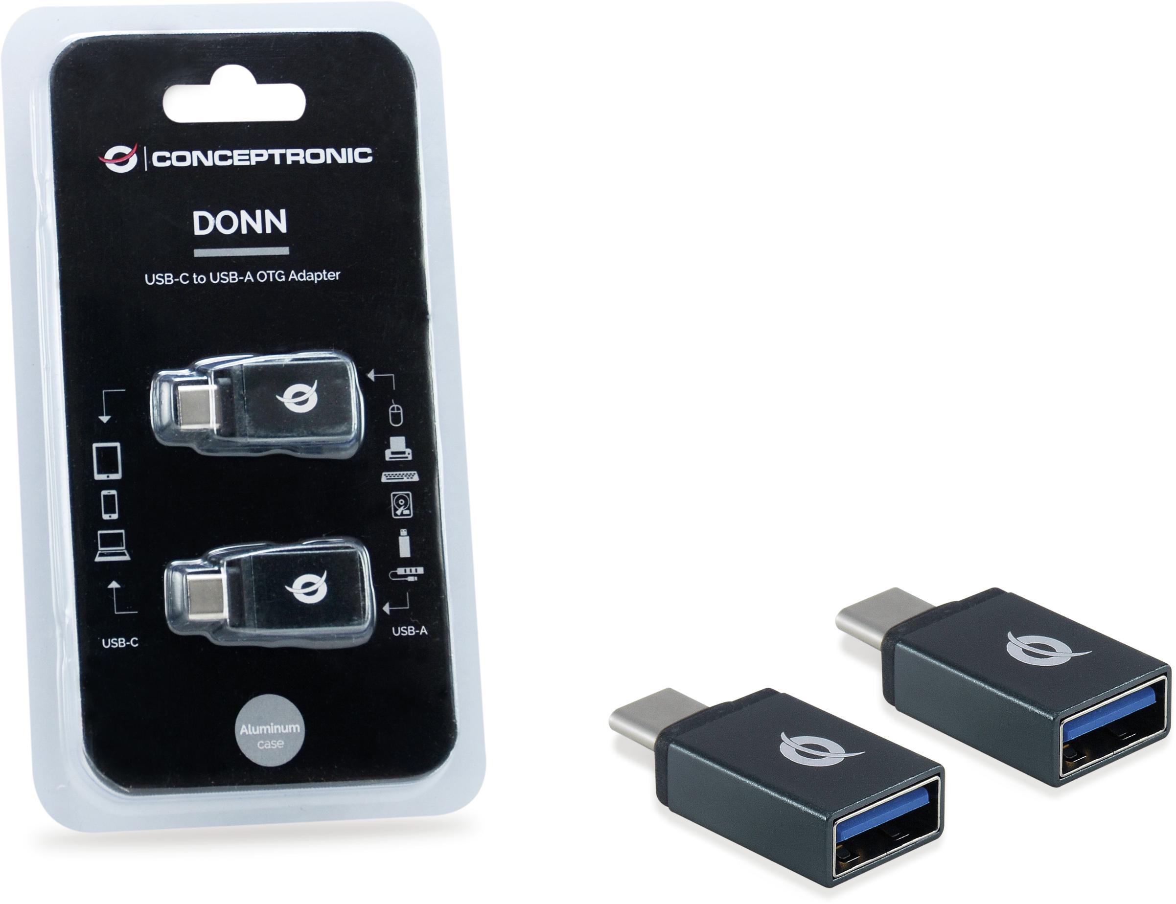 conceptronic - Adaptador Conceptronic USB-C Macho > USB-A Femea Pack 2 Preto