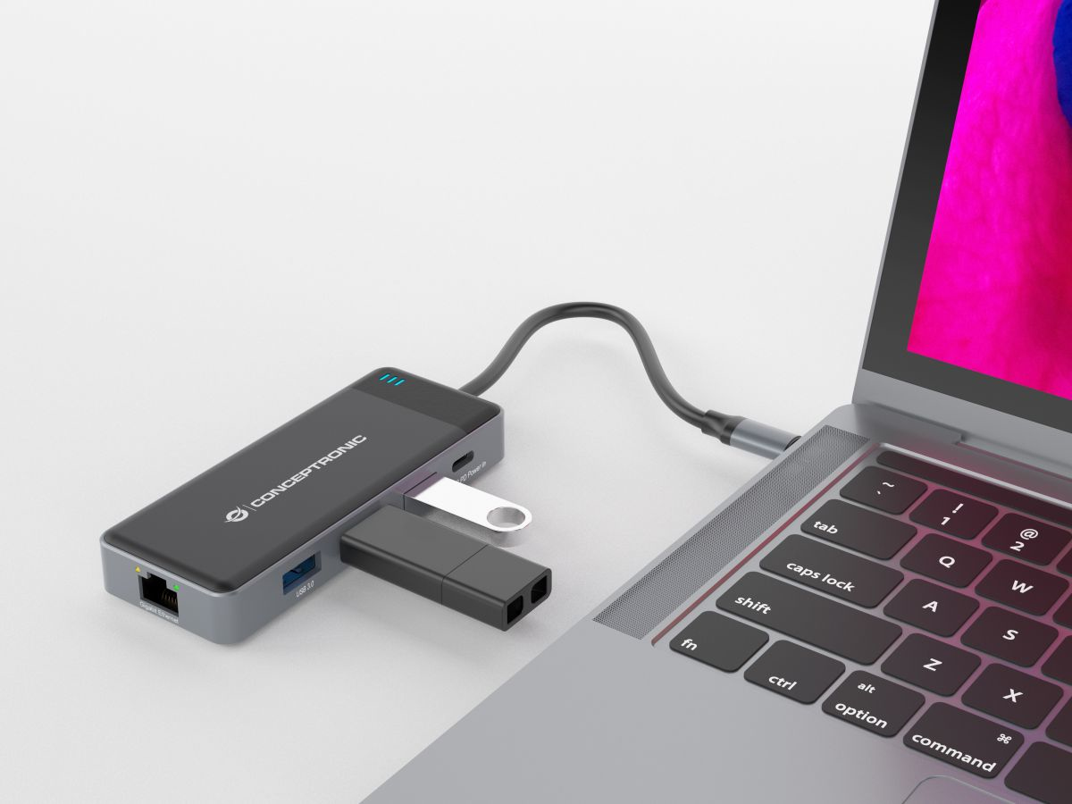 conceptronic - HUB USB Conceptronic 7-in-1 USB-C 3.2 > 3x USB-A 3.0 + 2x HDMI + Gigabit + USB-C (PD100W)