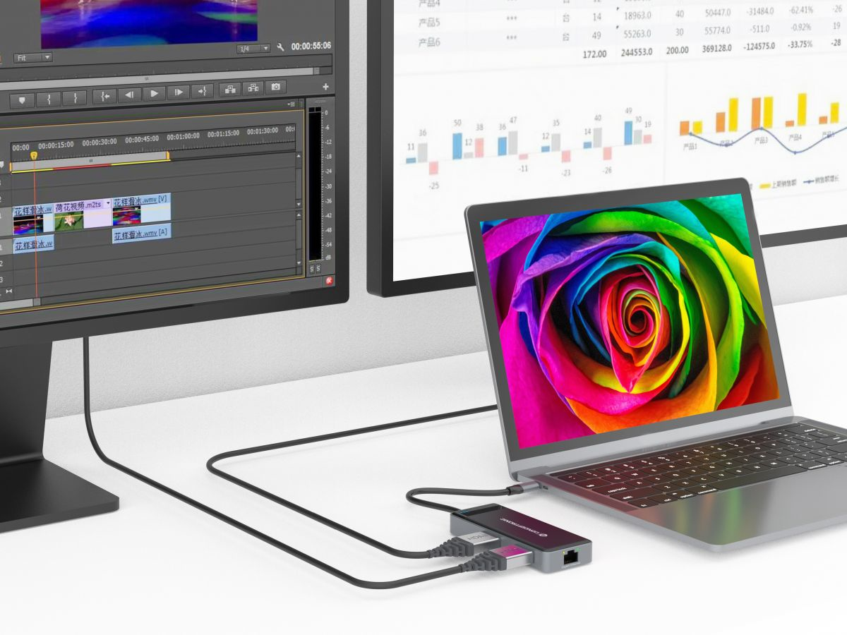 conceptronic - HUB USB Conceptronic 7-in-1 USB-C 3.2 > 3x USB-A 3.0 + 2x HDMI + Gigabit + USB-C (PD100W)