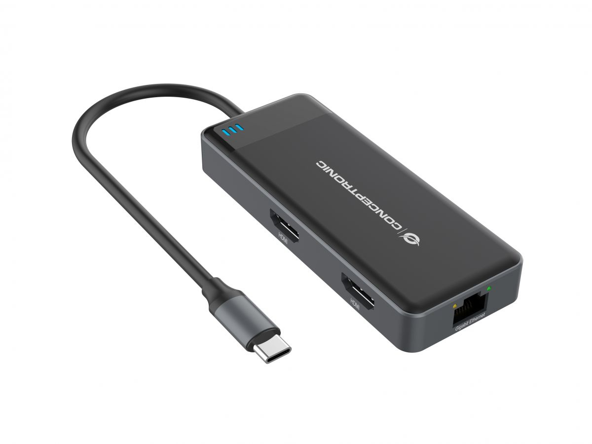 conceptronic - HUB USB Conceptronic 7-in-1 USB-C 3.2 > 3x USB-A 3.0 + 2x HDMI + Gigabit + USB-C (PD100W)