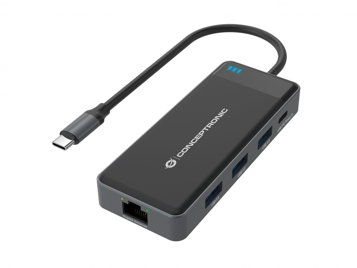 Picture of Picture of HUB USB Conceptronic 7-in-1 USB-C 3.2 > 3x USB-A 3.0 + 2x HDMI + Gigabit + USB-C (PD100W)