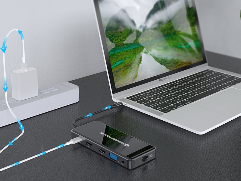 conceptronic - HUB USB Conceptronic 12-in-1 USB-C 3.2 > 3x USB-A 3.0 + 2x HDMI + VGA + USB 2.0 + Gigabit + USB-C (PD100W) + Leitor de Cartões + Áudio