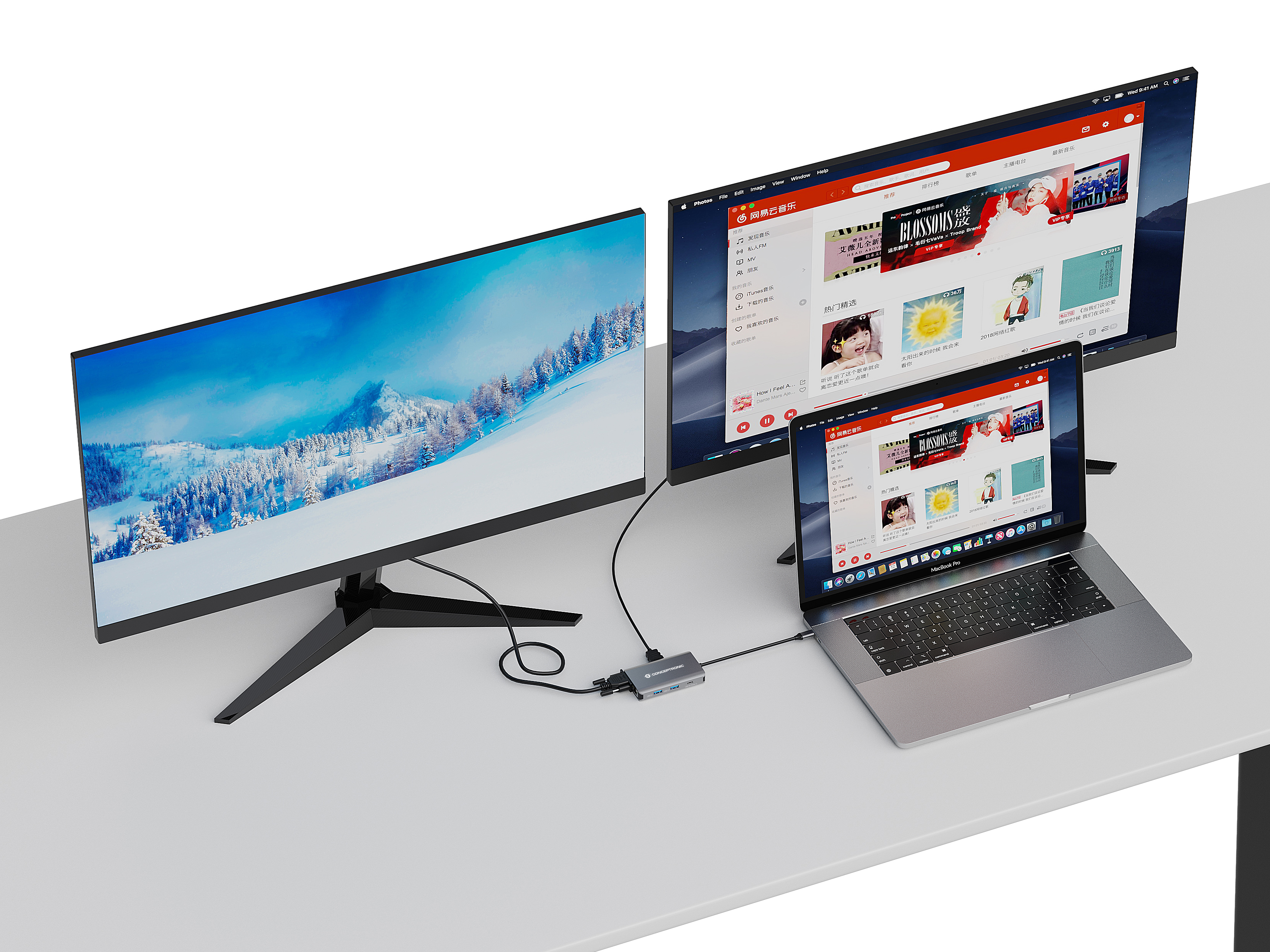 conceptronic - HUB USB Conceptronic 7-in-1 USB-C 3.2 > 3x USB-A 3.0  + HDMI + VGA + Gigabit + USB-C (PD100W)