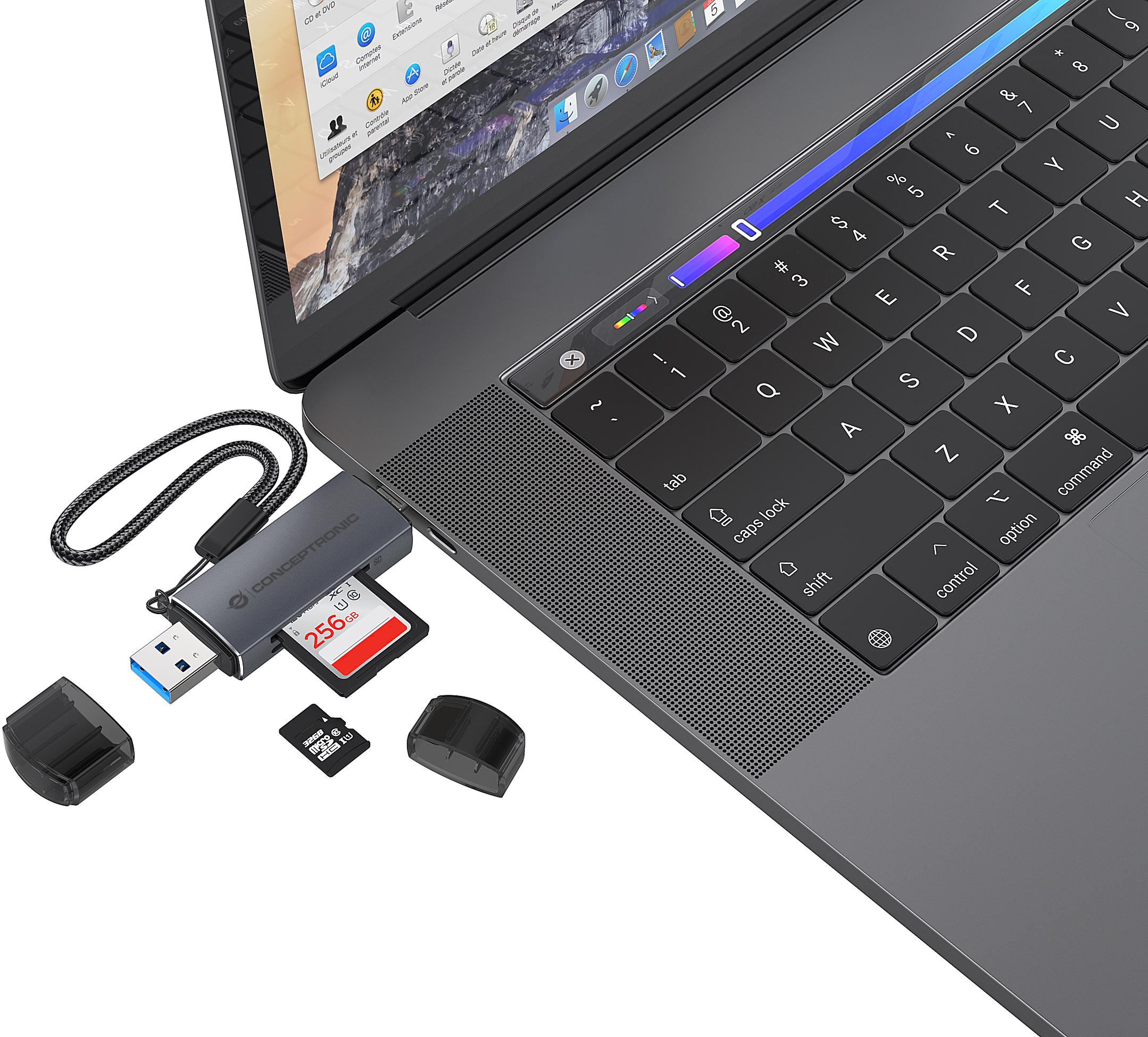 conceptronic - Leitor de Cartões Conceptronic Cartões SD/MicroSD USB 3.0 USB-C