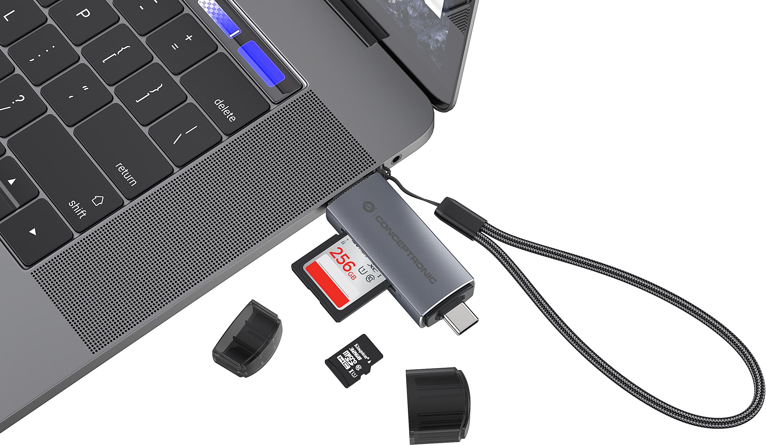 conceptronic - Leitor de Cartões Conceptronic Cartões SD/MicroSD USB 3.0 USB-C