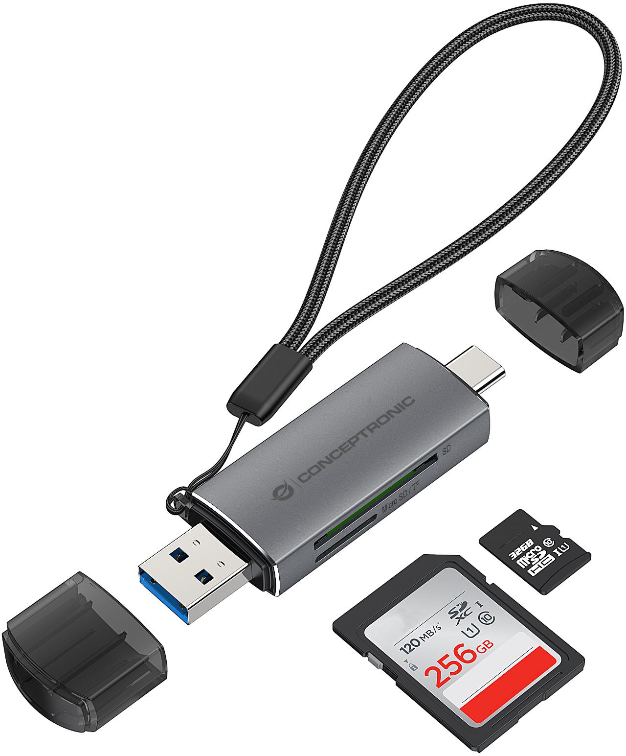 conceptronic - Leitor de Cartões Conceptronic Cartões SD/MicroSD USB 3.0 USB-C