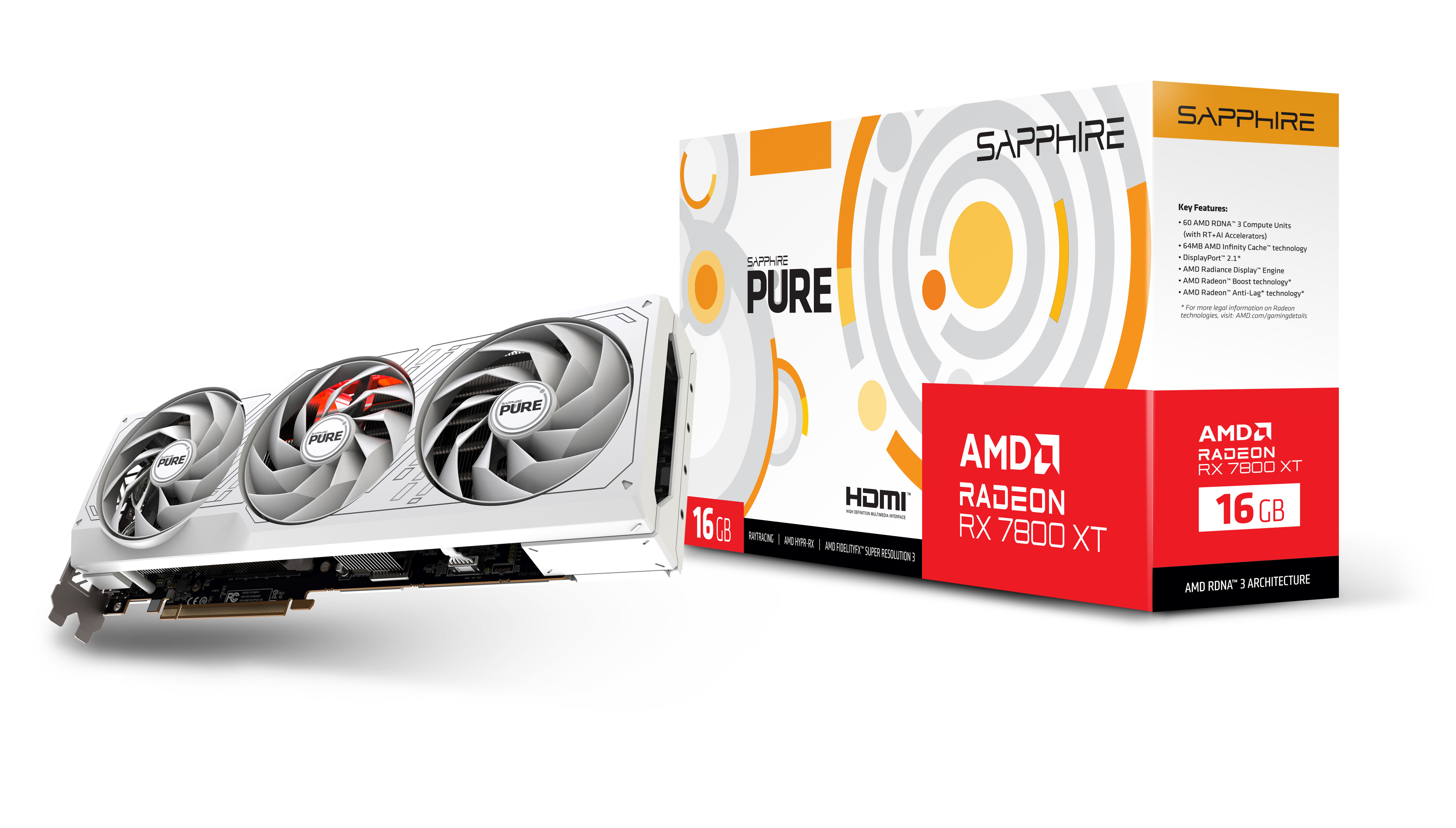 Sapphire - Gráfica Sapphire Radeon RX 7800 XT Pure 16GB GDDR6