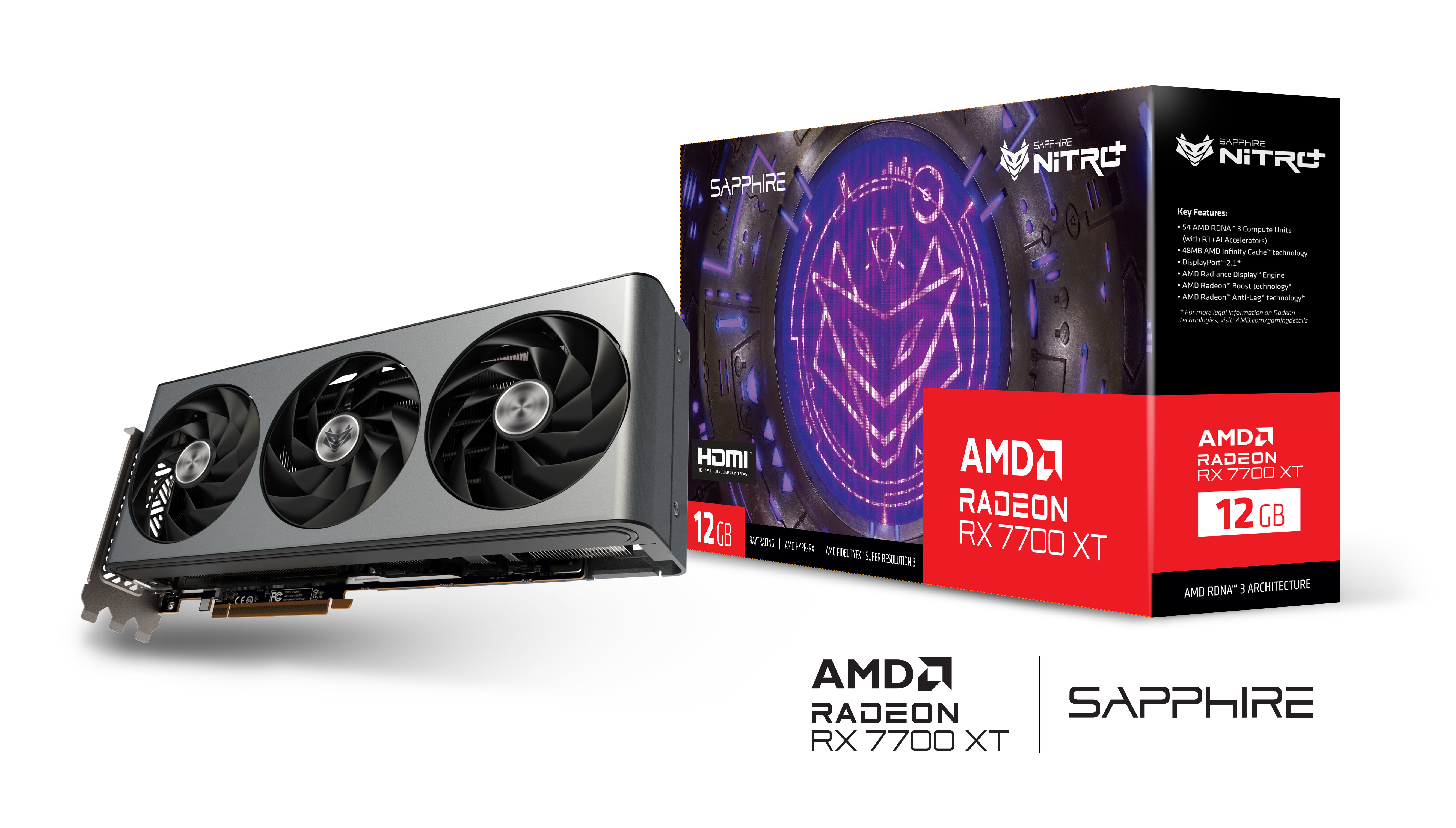 Sapphire - Gráfica Sapphire Radeon RX 7700 XT Nitro+ OC 12GB GDDR6