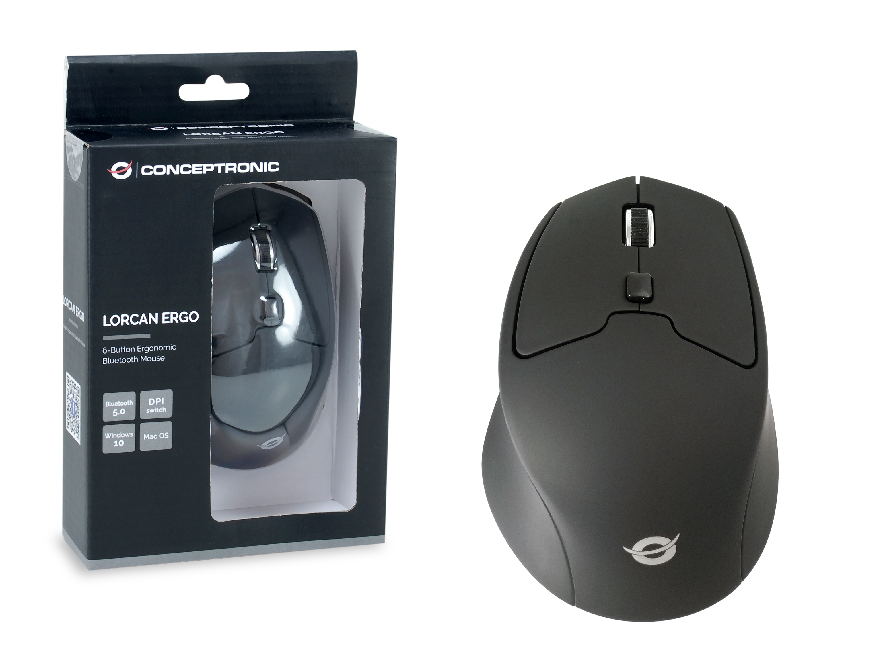 conceptronic - Rato Conceptronic LORCAN Ergonómico Bluetooth Preto