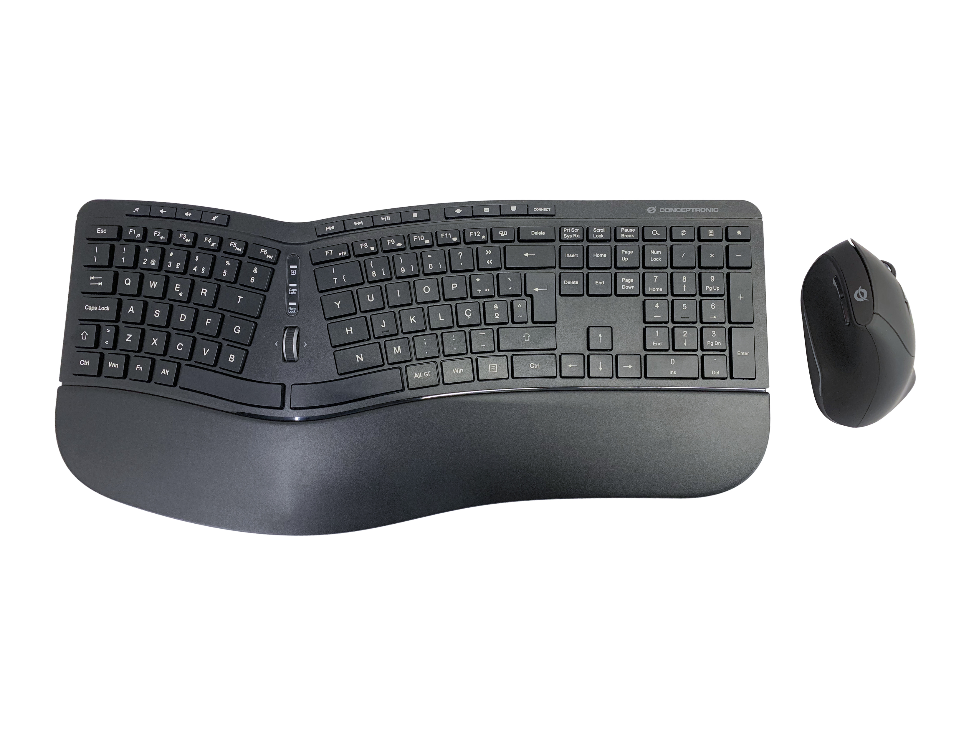 Picture of Picture of Teclado + Rato Ergonómico Wireless Conceptronic ORAZIO02PT Preto (PT)