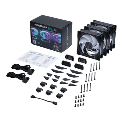Phanteks - Ventoinha Phanteks D30 PWM D-RGB Preto Pack 3 - 120mm