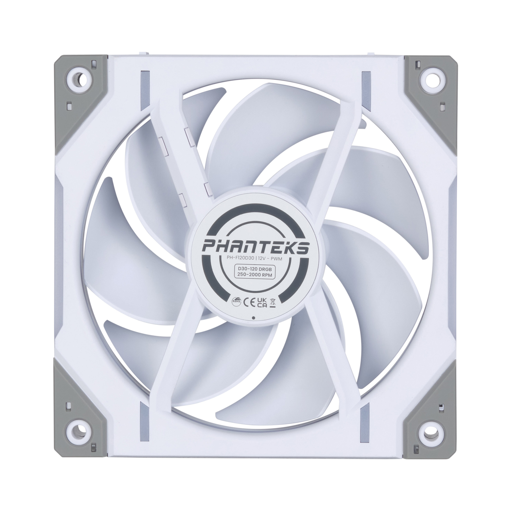 Phanteks - Ventoinha Phanteks D30 PWM D-RGB Branco Pack 3 - 120mm