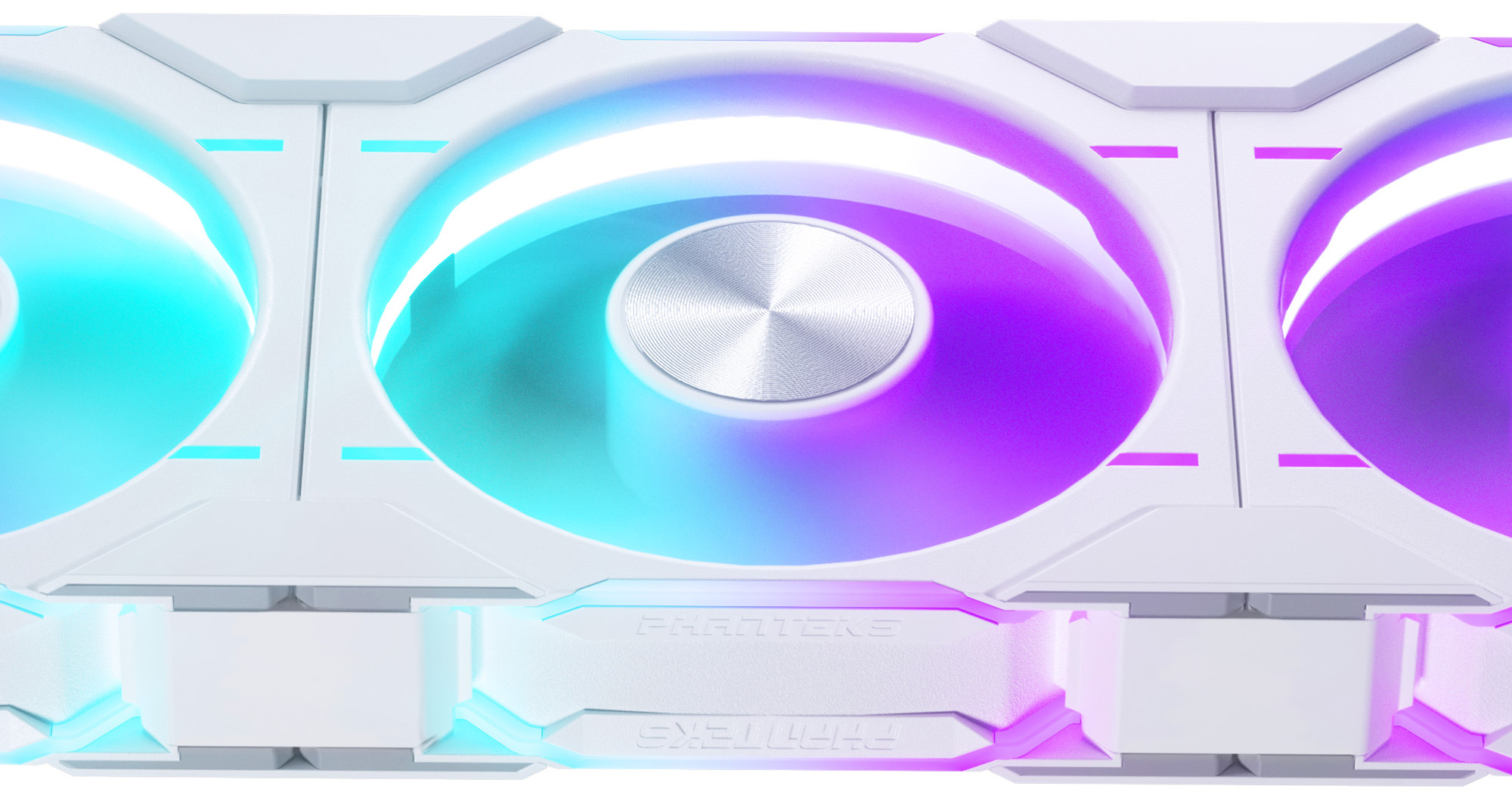 Phanteks - Ventoinha Phanteks D30 PWM reverse Airflow D-RGB Branco Pack 3 - 120mm