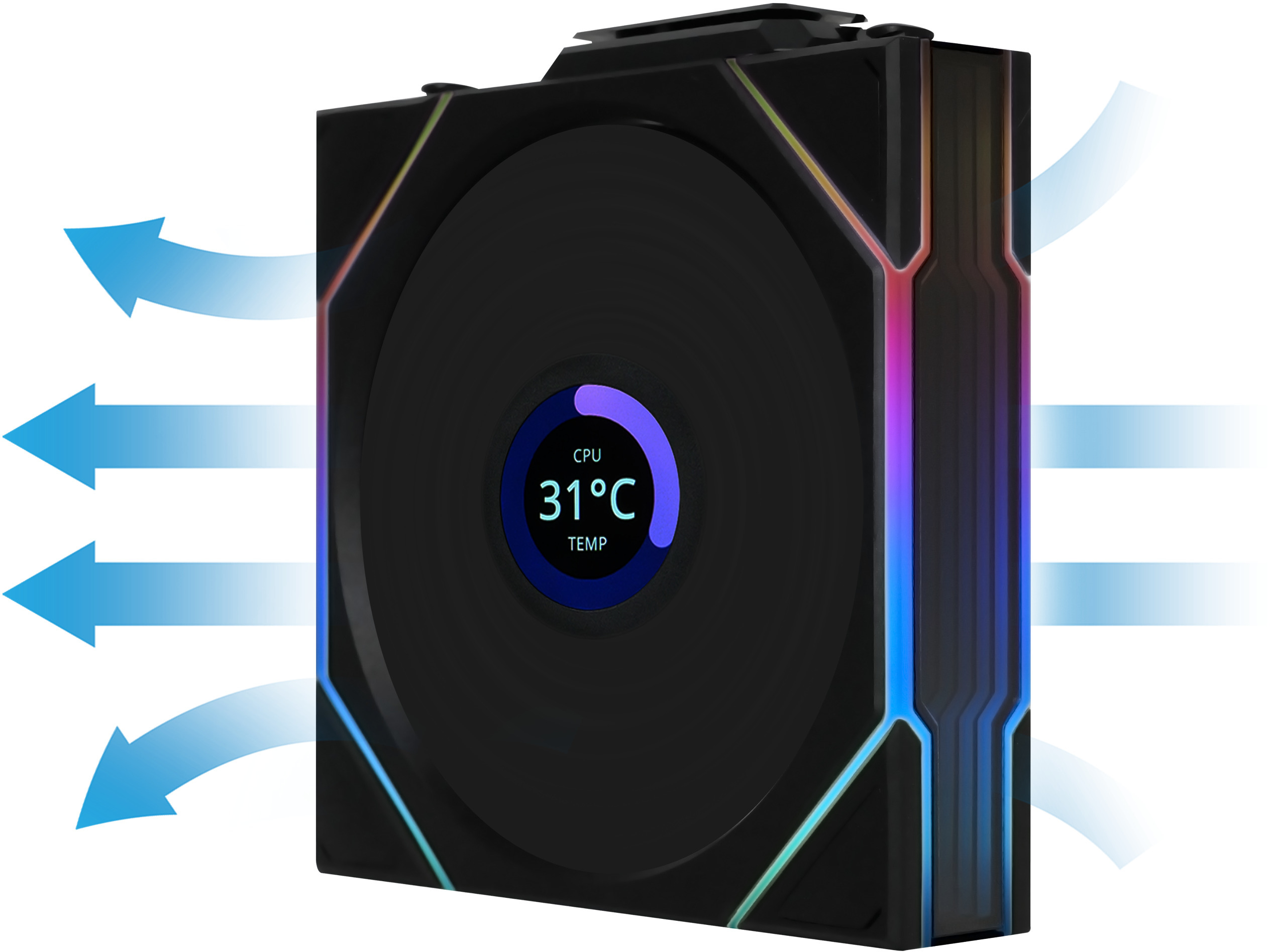 Lian Li - Ventoinha Lian Li UNI FAN TL120 LCD Wireless RGB Reverse PWM Preto 120mm