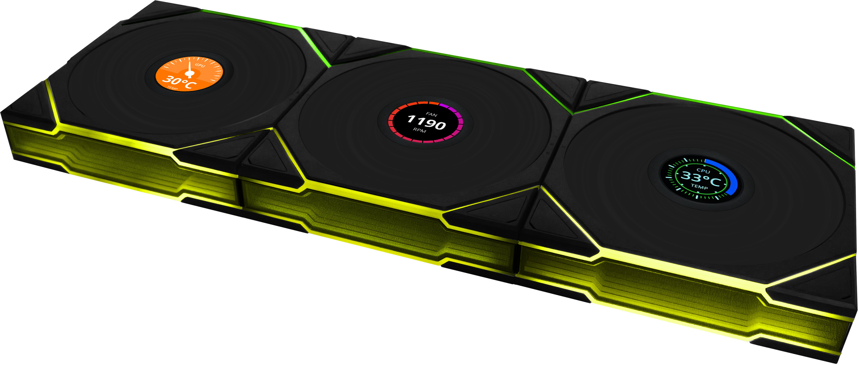 Lian Li - Ventoinha Lian Li UNI FAN TL120 LCD Wireless RGB Reverse PWM Preto 120mm (Pack 3)