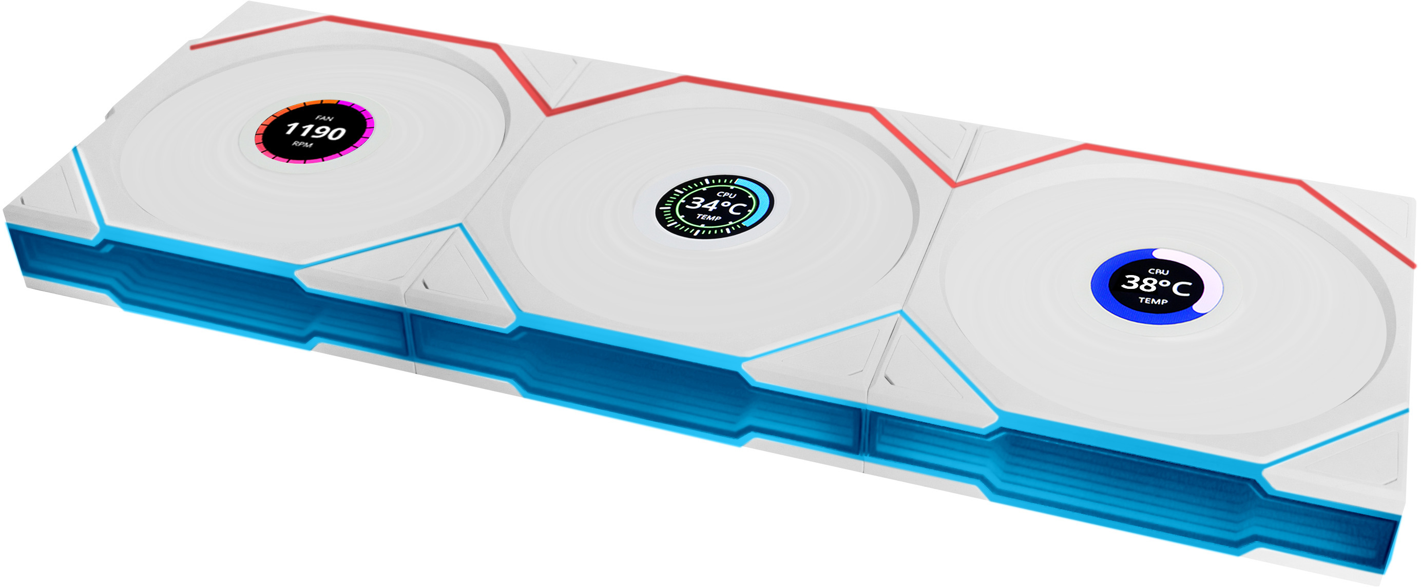 Lian Li - Ventoinha Lian Li UNI FAN TL120 LCD Wireless RGB Reverse PWM Branco 120mm (Pack 3)