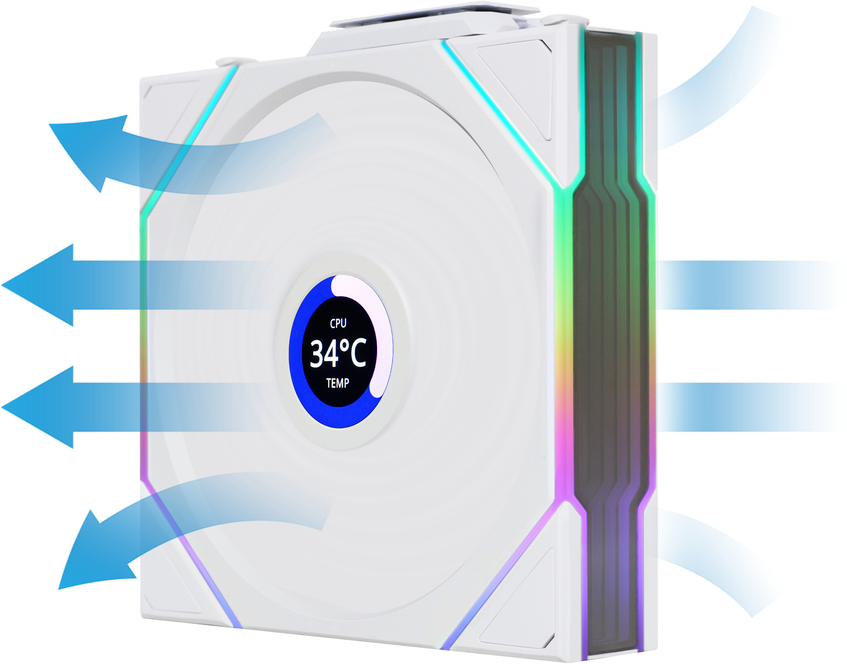 Lian Li - Ventoinha Lian Li UNI FAN TL120 LCD Wireless RGB Reverse PWM Branco 120mm (Pack 3)