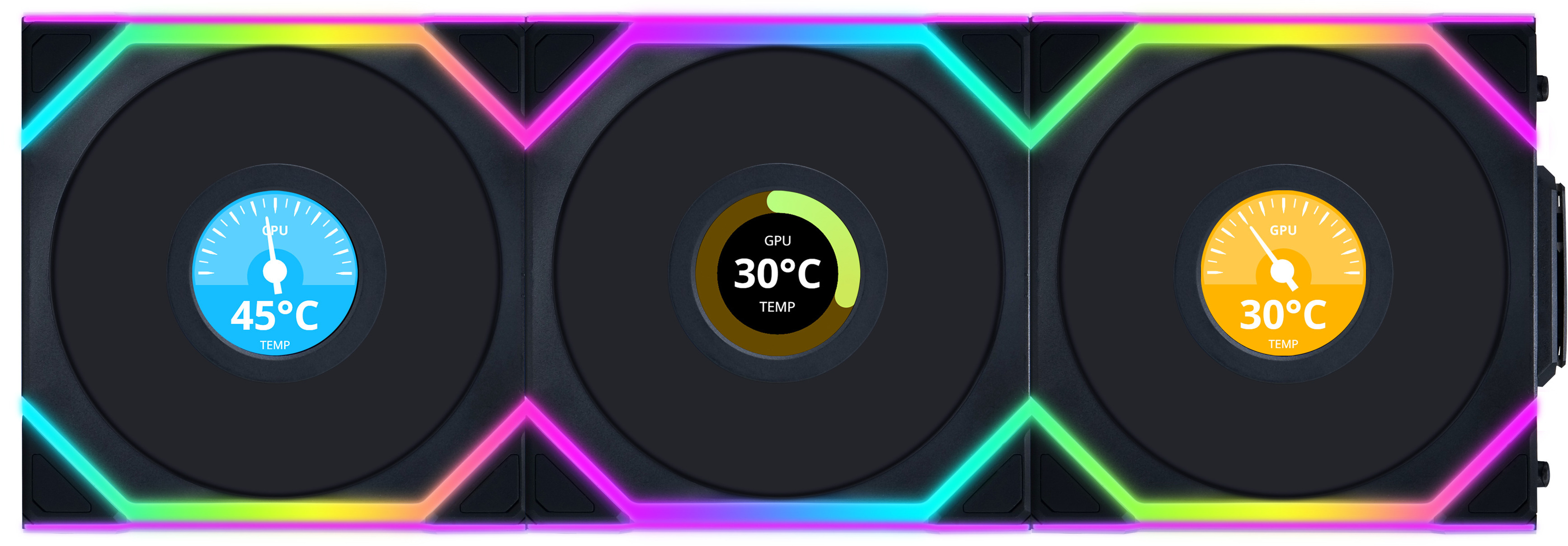 Picture of Picture of Ventoinha Lian Li UNI FAN SL120 LCD Wireless RGB PWM Preto 120mm (Pack 3)
