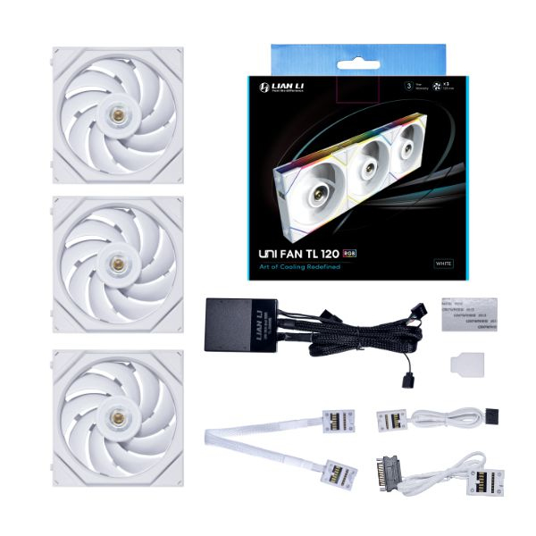 Lian Li - Ventoinha Lian Li UNI FAN TL120 RGB PWM Branco 120mm (Pack 3)
