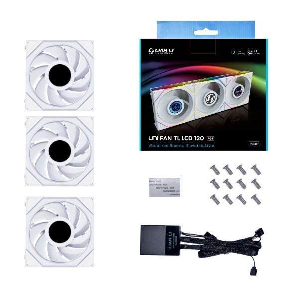 Picture of Picture of Ventoinha Lian Li UNI FAN TL120 LCD RGB PWM Branco 120mm (Pack 3)