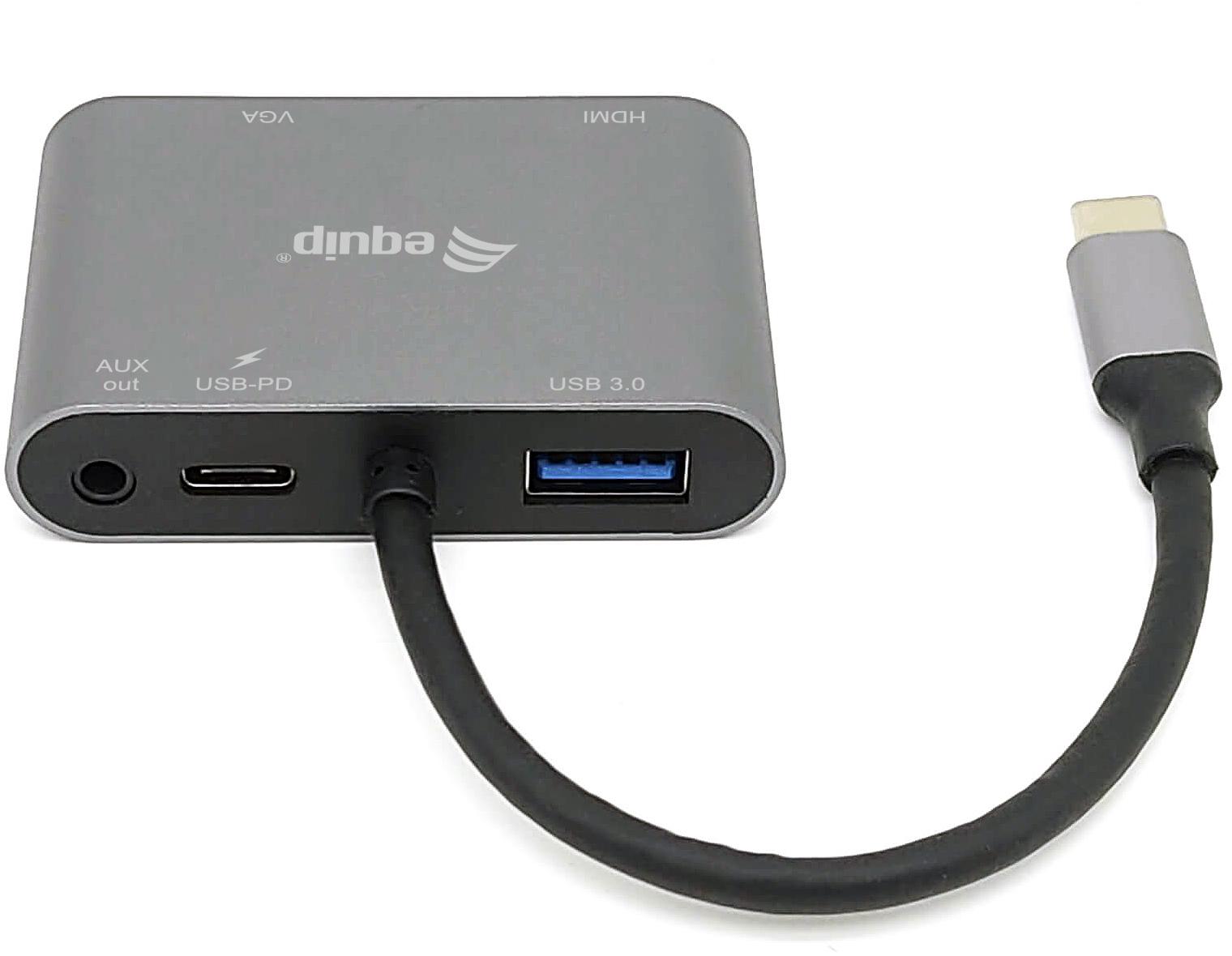 equip - Adaptador Equip USB-C 5-in-1 Multiport PD 100W Cinza