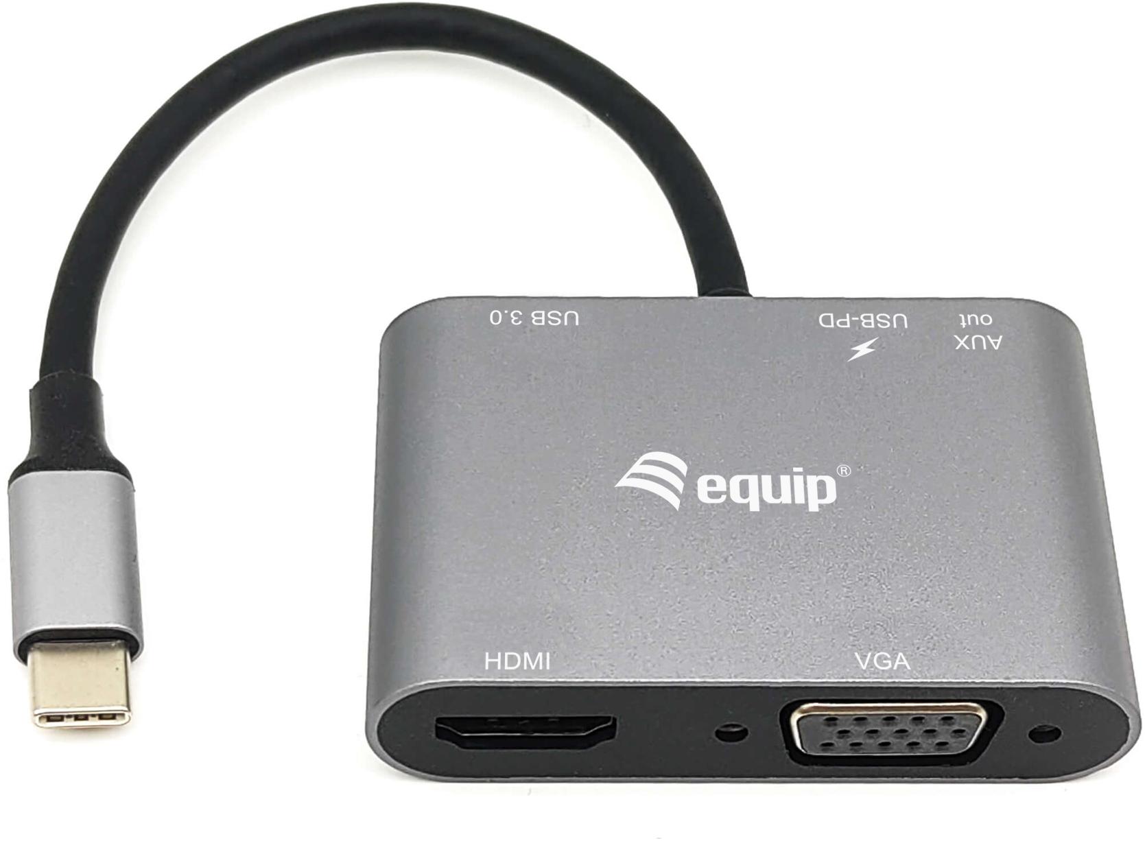 Picture of Picture of Adaptador Equip USB-C 5-in-1 Multiport PD 100W Cinza