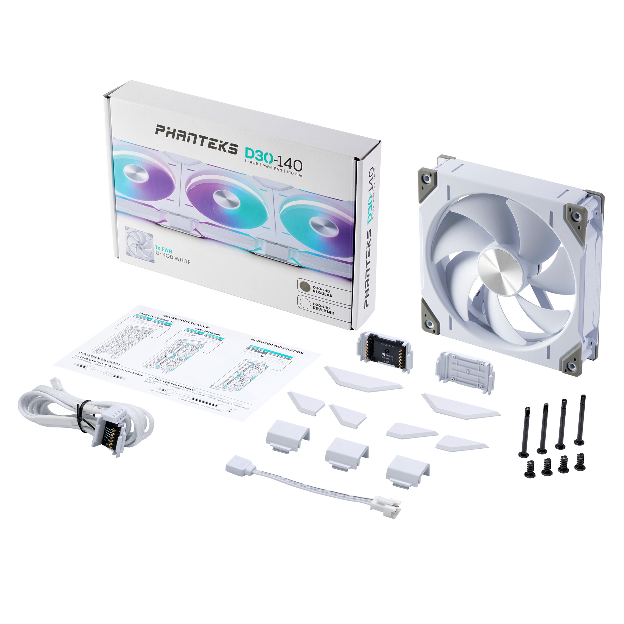 Phanteks - Ventoinha Phanteks D30 PWM D-RGB Branco - 140mm