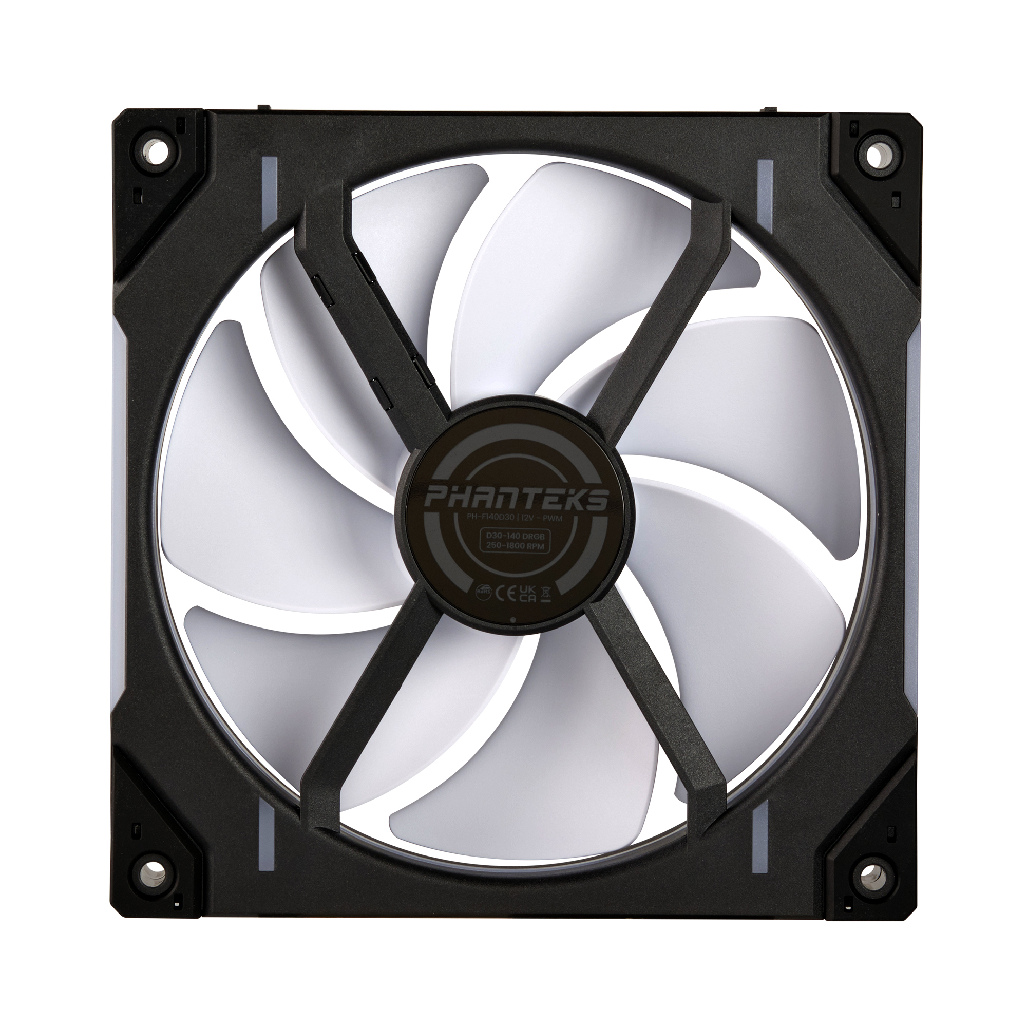 Phanteks - Ventoinha Phanteks D30 PWM reverse Airflow D-RGB Preto Pack 3 - 140mm