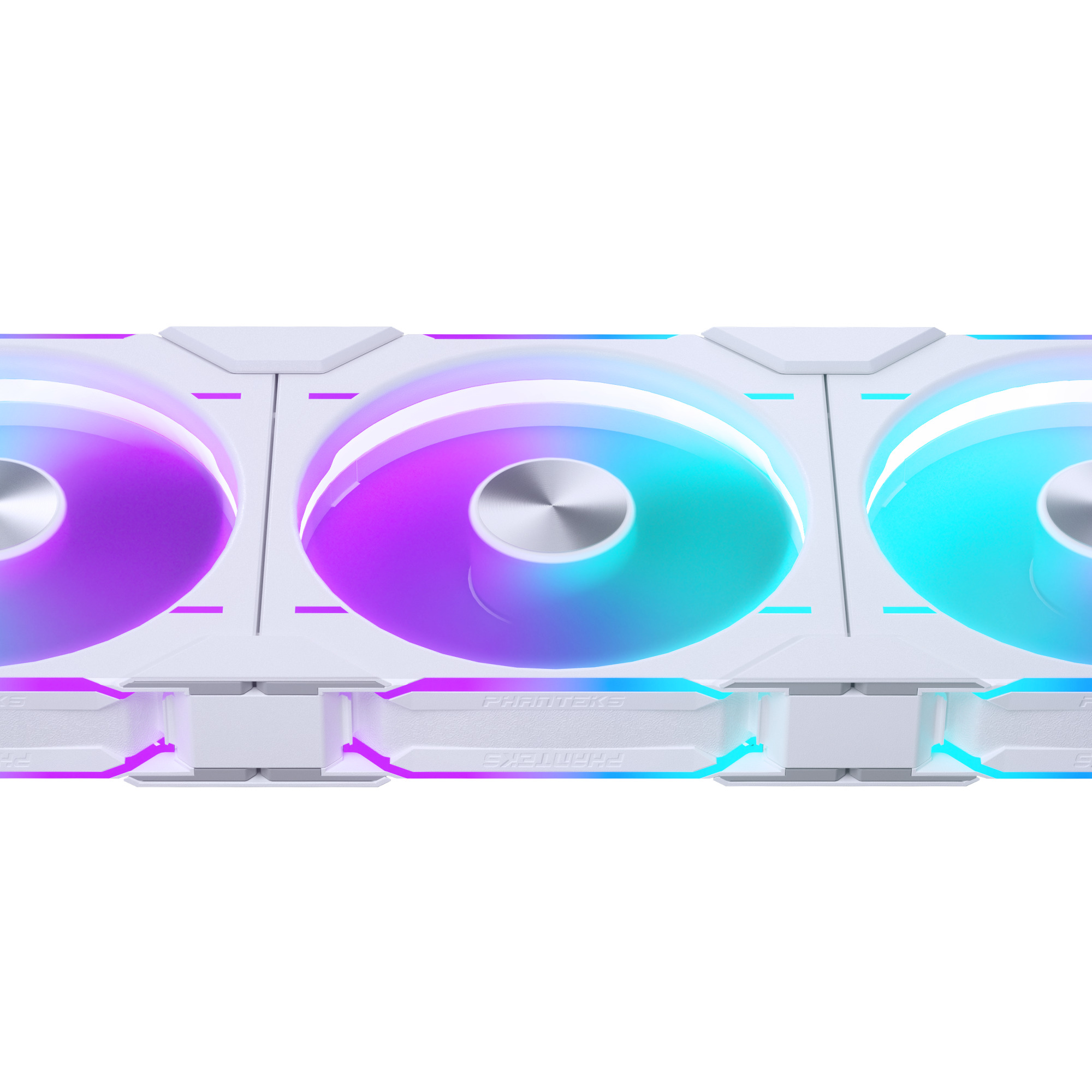 Phanteks - Ventoinha Phanteks D30 PWM reverse Airflow D-RGB Branco Pack 3 - 140mm