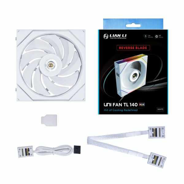 Lian Li - Ventoinha Lian Li UNI FAN TL140 RGB Reverse PWM Branco 140mm