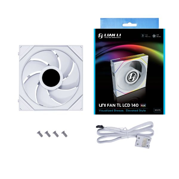 Lian Li - Ventoinha Lian Li UNI FAN TL140 LCD RGB PWM Branco 140mm