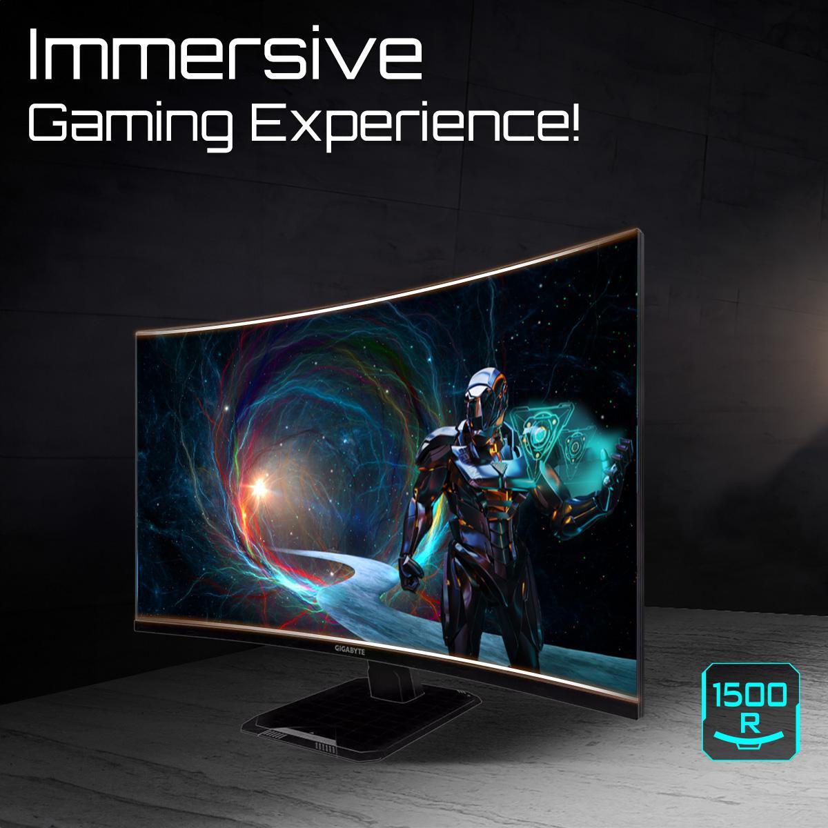 Gigabyte - Monitor Gigabyte 32" GS32QCA VA QHD Curvo 180Hz 1ms FreeSync