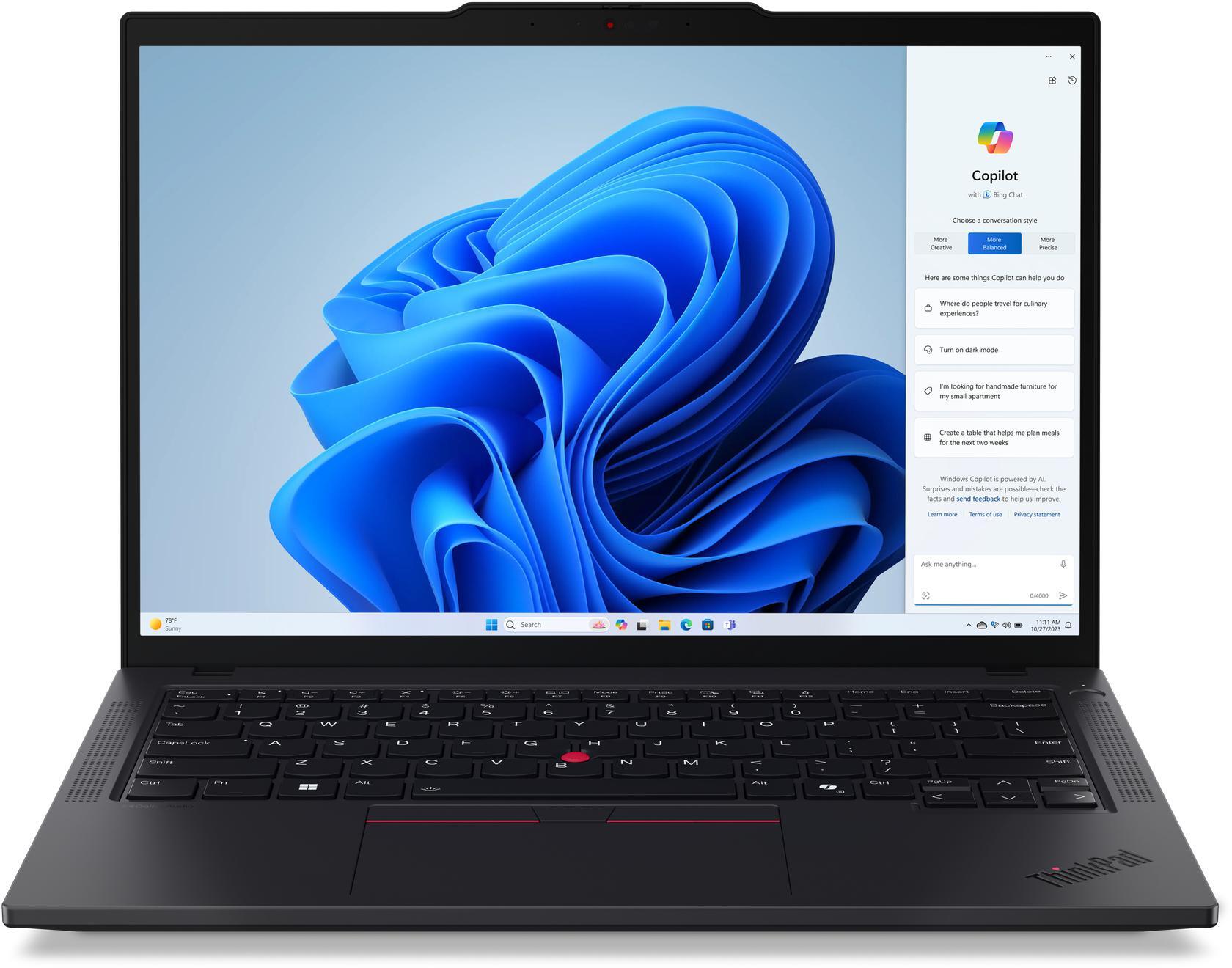 Lenovo - Portátil Lenovo Thinkpad T14 Gen5 Copilot AI 14" Ultra 7 155U 32GB DDR5 1TB Intel Graphics W11 Pro